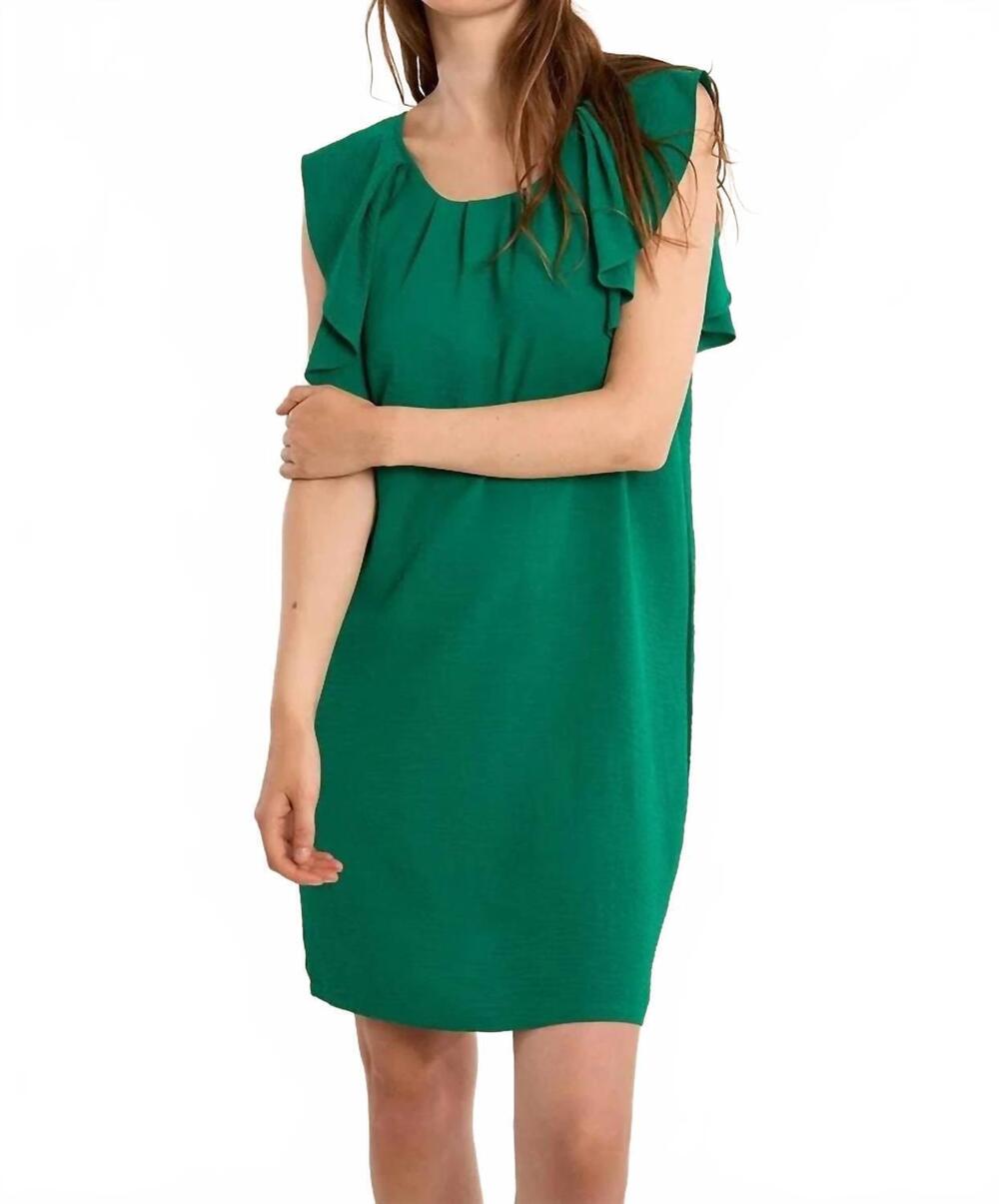 NEW MOLLY BRACKEN ruffled sleeve mini dress in green